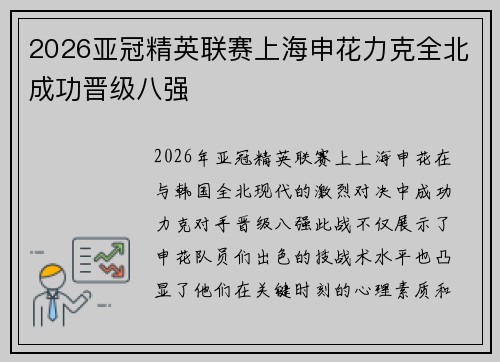 2026亚冠精英联赛上海申花力克全北成功晋级八强 2026亚冠精英联赛上海申花力克全北成功晋级八强